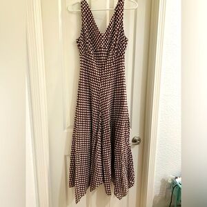 Vintage Carole Little Sz 6 brown white Polk a dot long dress casual spring work